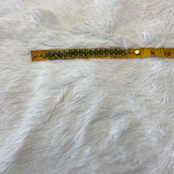 HANDMADE Beaded Green & Gold Boho Bracelet - Picture 5 of 5